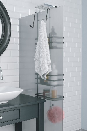 ÜÇ KATLI ASMALI BANYO DUŞ RAFI MAT SİYAH LM580 11.LM.580.03 - 4