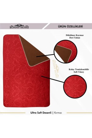 Ultrasoft gemustertes 3-teiliges rotes Toilettenset, Badezimmerteppichmatten-Set UltSoft - 5