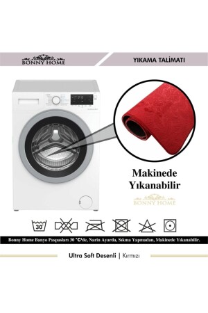 Ultrasoft gemustertes 3-teiliges rotes Toilettenset, Badezimmerteppichmatten-Set UltSoft - 8