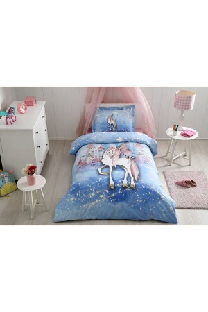 Unicorn Mavi Dream Tek Kişilik Nevresim Takımı Fosforlu 03473 - 4