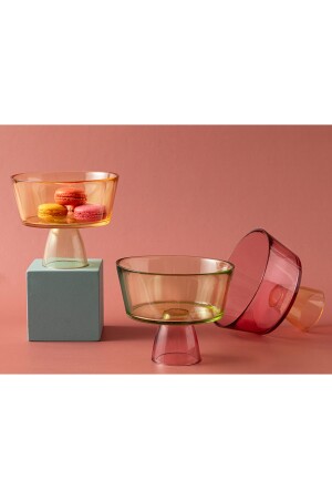 Unique Präsentationsschale mit Glasfuß, 16 cm, Rosa – Orange TYC00497277747 - 5