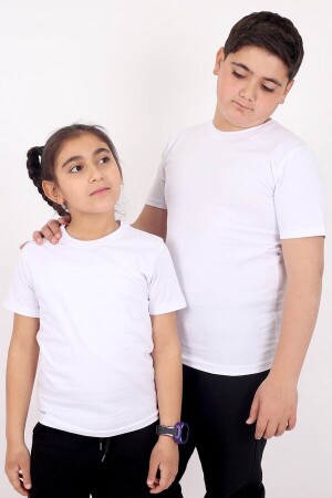 Unisex Bisiklet Yaka Basic Çocuk T-shirt - 1