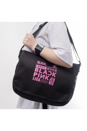 Unisex Black Pink Baskılı Desenli Postacı Çantası Ve Omuz Çantası TYC00683537003 - 3