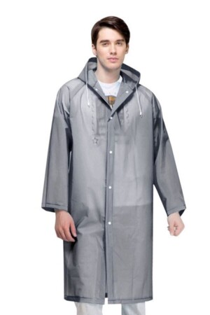 Unisex Grauer, winddichter Regenmantel aus Eva-Gewebe 00385 - 1