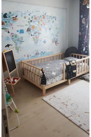 Unisex Montessori Bebek Ve Çocuk Karyolası Doğal Ahşap Yatak 75120750301 - 1