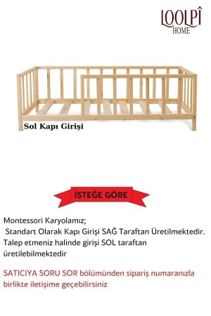 Unisex Montessori Bebek Ve Çocuk Karyolası Doğal Ahşap Yatak LHMY6 - 7