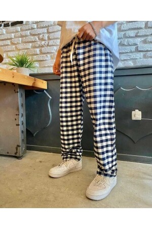 Unisex-Pyjama-Trainingsanzug mit quadratischem Muster im Harajuku-Stil - 1