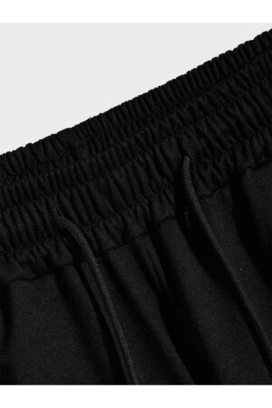 Unisex Schwarz-Graue 2-teilige Basic-Shorts aus gekämmter Baumwolle BasicSortDuz-1 - 6