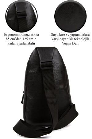 Unisex Schwarzes Leder Kopfhörerausgang Kreuzgurt Taille Umhängetasche Tägliche Reisetasche Einhandgriff Yuppy 1050 - 8