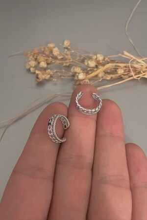 Unisex Sıkıştırma Deliksiz Zincir Desenli Çelik Kıkırdak Küpe Ear Cuff - 4