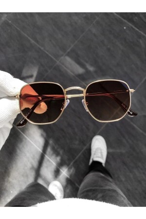 Unisex-Sonnenbrille in Goldbraun. Beşgenclass besgengunesgozlugum - 2