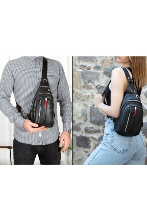 Unisex-Umhängetasche aus Leder, Brusttasche, wendbare Umhängetasche, Bodybag mit Kopfhörerausgang, täglich yuppy2071-t - 7