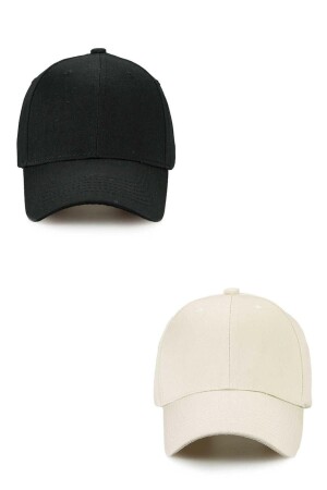 Unisex verstellbare Sport-Beige-Schwarz-Basic-Cap-Mütze im 2er-Set EIG-DZK2ST - 3