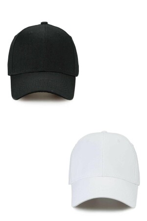 Unisex verstellbare Sport-Schwarz-Weiß-Basic-Cap-Mütze im 2er-Set EIG-DZK2ST - 5