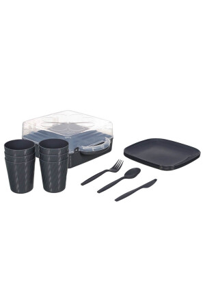 Urve Camping Travel Service Picknick-Set für 6 Personen Anthrazit UR-3417A - 4