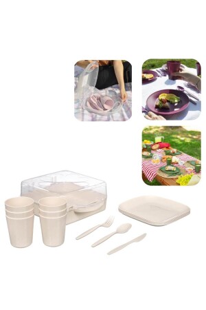 Urve Camping Travel Service Picknick-Set für 6 Personen Creme UR-3417K - 1