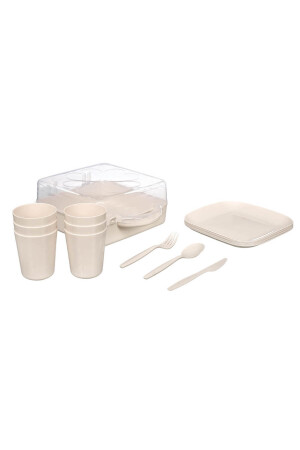 Urve Camping Travel Service Picknick-Set für 6 Personen Creme UR-3417K - 4