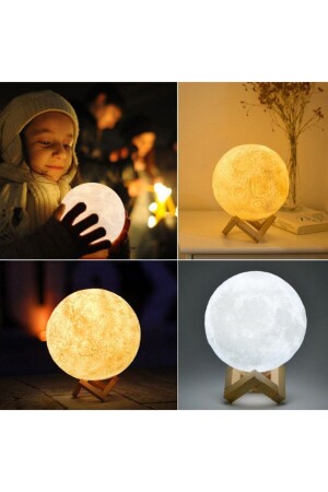 Usb Tak Çalıştır Pilsiz Standlı Dokunmatik 5 Renk Değiştiren Moon Lamp 45cm USTK04 - 5