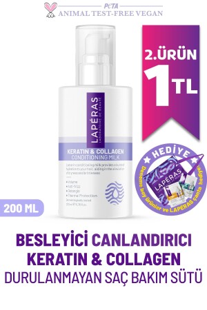 Uv Filtreli Besleyici Canlandırıcı Isı Koruyucu Keratin Kolajen Durulanmayan Vegan Saç Bakım Sütü - 1