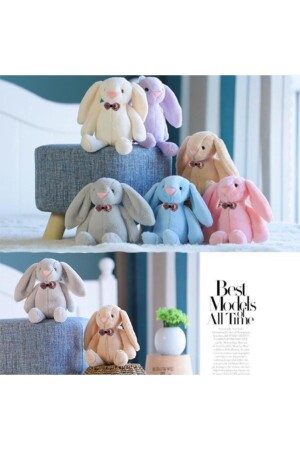 Uyku Arkadaşım Papyonlu Uzun Kulak Bunny Peluş Tavşan 65 Cm PAPYONBUNNY - 4