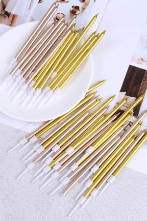 Uzun Slim Pasta Mumu Gold Renk 18 Cm 6 Lı - 4