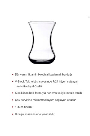 V-block Antimikrobiyal 6'lı Incebelli Çay Bardağı 42381 Fma03552 42381V - 5