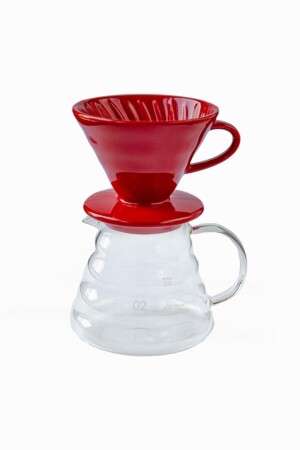 V60 02 Kahve Demleme Tanışma Seti - Retro Kırmızı (dripper - 600 Ml Kahve Sürahisi) KDK600 - 1