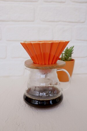 V60 Dripper mit Holzständer – Orange ASD-20 - 2