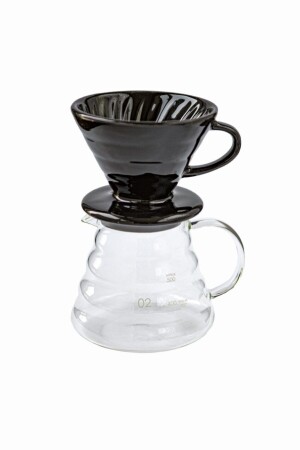 V60 Kaffeebrühset mit schwarzem Tropfer und 600-ml-Kaffeekanne KDS600 - 1