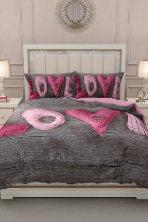 Valentinstag-Bettbezug-Set für Doppelbett, 100 % Baumwollsatin, 3d My Love MONOHOME25076 - 4