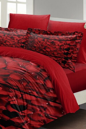 Valentinstag-Bettbezug-Set für Doppelbett, 100 % Baumwollsatin, Rosenfedern, MONOHOME24895 - 6