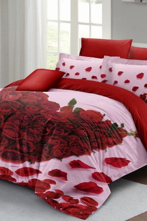 Valentinstag-Doppelbettbezug-Set aus 100 % Baumwollsatin „For the Love of Roses“ MONOHOME24505 - 6