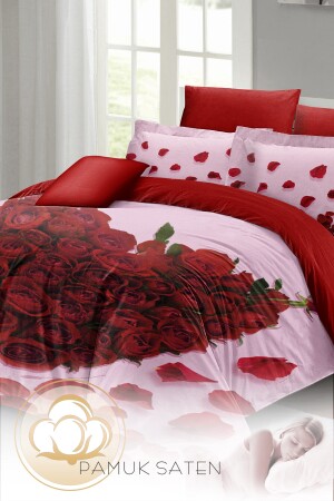 Valentinstag-Doppelbettbezug-Set aus 100 % Baumwollsatin „For the Love of Roses“ MONOHOME24505 - 7