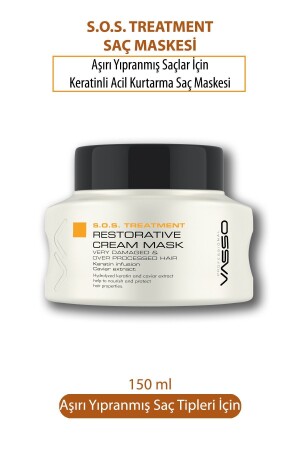 Vasso S.o.s Treatment Restorative Cream Yıpranmış Saç Maskesi 150ml - 2