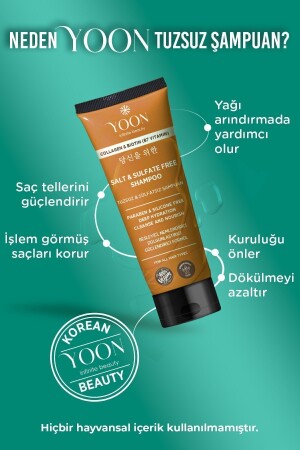 Vegan Tuzsuz Şampuan & Saç Bakım Maskesi 250ml- Hyaluronik Asit- Keratin- Kolajen ve Biotin 2'li Set - 4