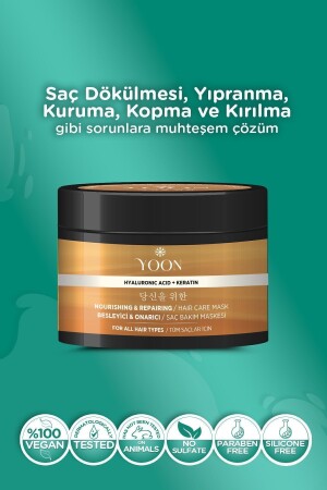 Vegan Tuzsuz Şampuan & Saç Bakım Maskesi 250ml- Hyaluronik Asit- Keratin- Kolajen ve Biotin 2'li Set - 8