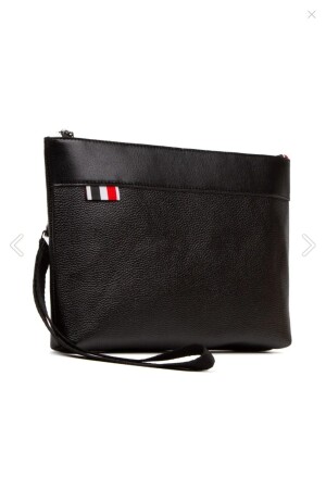 Veganes Leder, schwarzes Leder, wasserdichte Reise-Portfolio-Clutch, Unisex-Handtasche mit Handschlaufe (28 x 18 cm) - 4