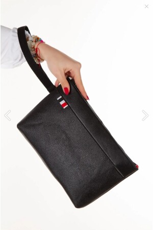 Veganes Leder, schwarzes Leder, wasserdichte Reise-Portfolio-Clutch, Unisex-Handtasche mit Handschlaufe (28 x 18 cm) - 7