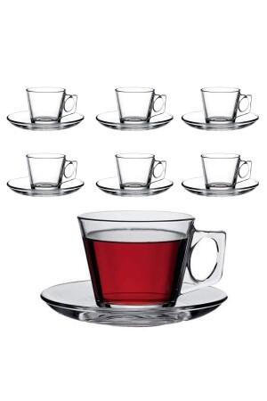 Vela Glas-Teeservice, 12-teilig, Teetassen für 6 Personen. Teetasse. Glas mit Griff. - 1