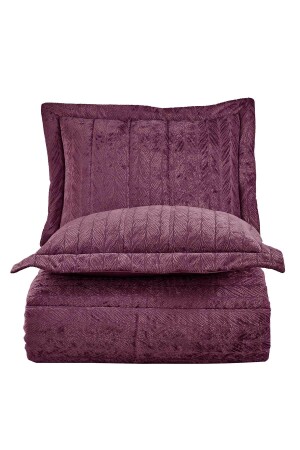 Velvet Kadife Comfort Set Modern Uyku Seti Tek Kişilik Mürdüm 2 Parça - 4