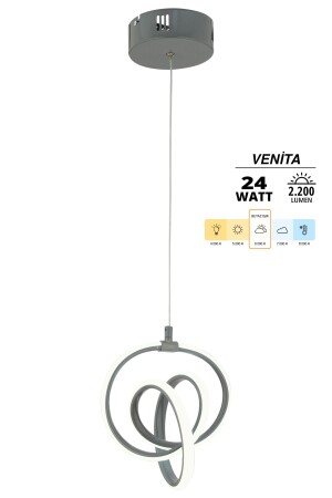 Venita geräucherte moderne Pendelleuchte LED-Kronleuchter, weißes Licht, Wohnzimmer, Küche, Zimmer, LED-Kronleuchter - 4