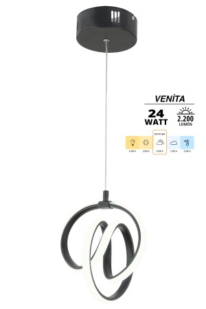 Venita Schwarz Moderne Pendelleuchte LED Kronleuchter Weißes Licht Wohnzimmer Küche Zimmer LED Kronleuchter VNTA03 - 4