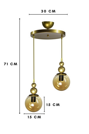 Venüs 2'li Sarkıt Eskitme Model Hakiki Bal Cam Oturma Salon Yatak Odası Modern Avize V2e - 5