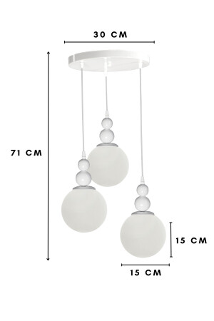 Venus 3-teilige Pendelleuchte Modell Weiß/Weiß – Echtglas – Wohnzimmer – Flur – Schlafzimmer Moderner Kronleuchter VN3 - 5