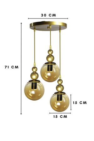 Venüs 3'lü Sarkıt Eskitme Model Hakiki Bal Cam Oturma Odası Salon Yatak Odası Modern Avize V3e - 5