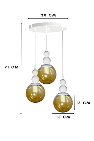 Venüs 3'lü Sarkıt Model Beyaz-bal - Hakiki Bal Cam- Oturma Odası- Salon- Yatak Odası Modern Avize VN3 - 5