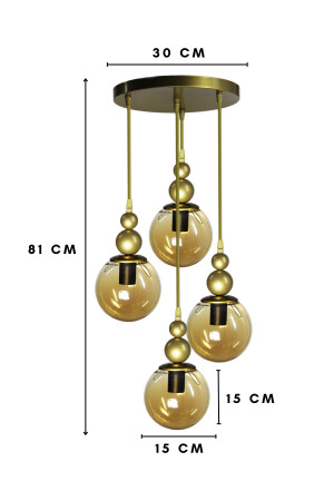 Venus 4-teilige Hängelampe, antikes Modell – echtes Honigglas – Wohnzimmer – Flur – Schlafzimmer, moderner Kronleuchter V4 - 5