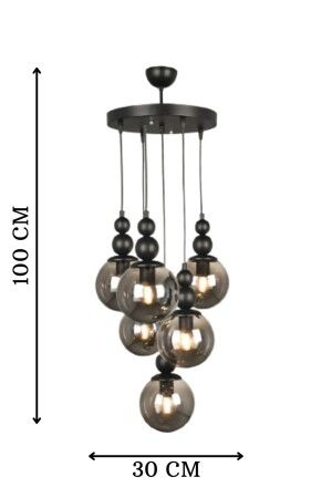 Venus 6-teilige Pendelleuchte, schwarzes Modell – schwarzes Rauchglas – moderner Kronleuchter VN6 - 6