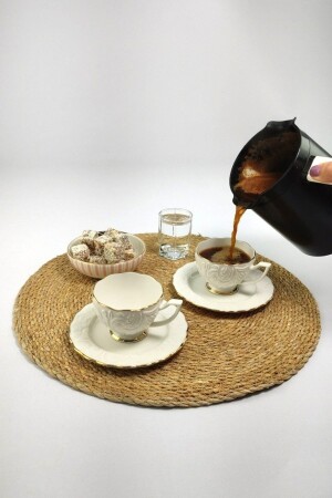 Vergoldetes Kaffeetassen-Set aus Porzellan für 2 Personen PRA-379542-1247 - 6