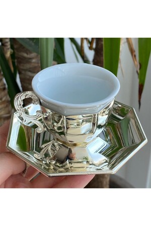 Versilberte, eckige italienische Kaffeetasse. Eckige Tasse einzeln - 3